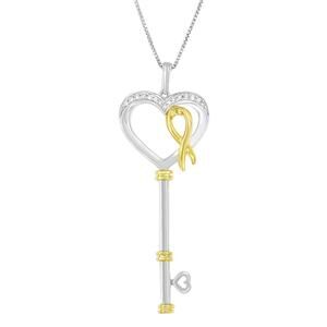 10k Gold Plated Silver 1/10 ct TDW Diamond Key to My Heart Pendant Necklace